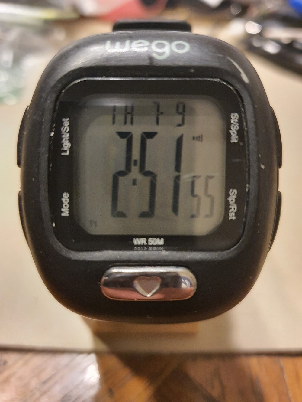 10/$20 Wego Black Digital Alarm Chrono Unisex Watch w/Heart Rate Monitor